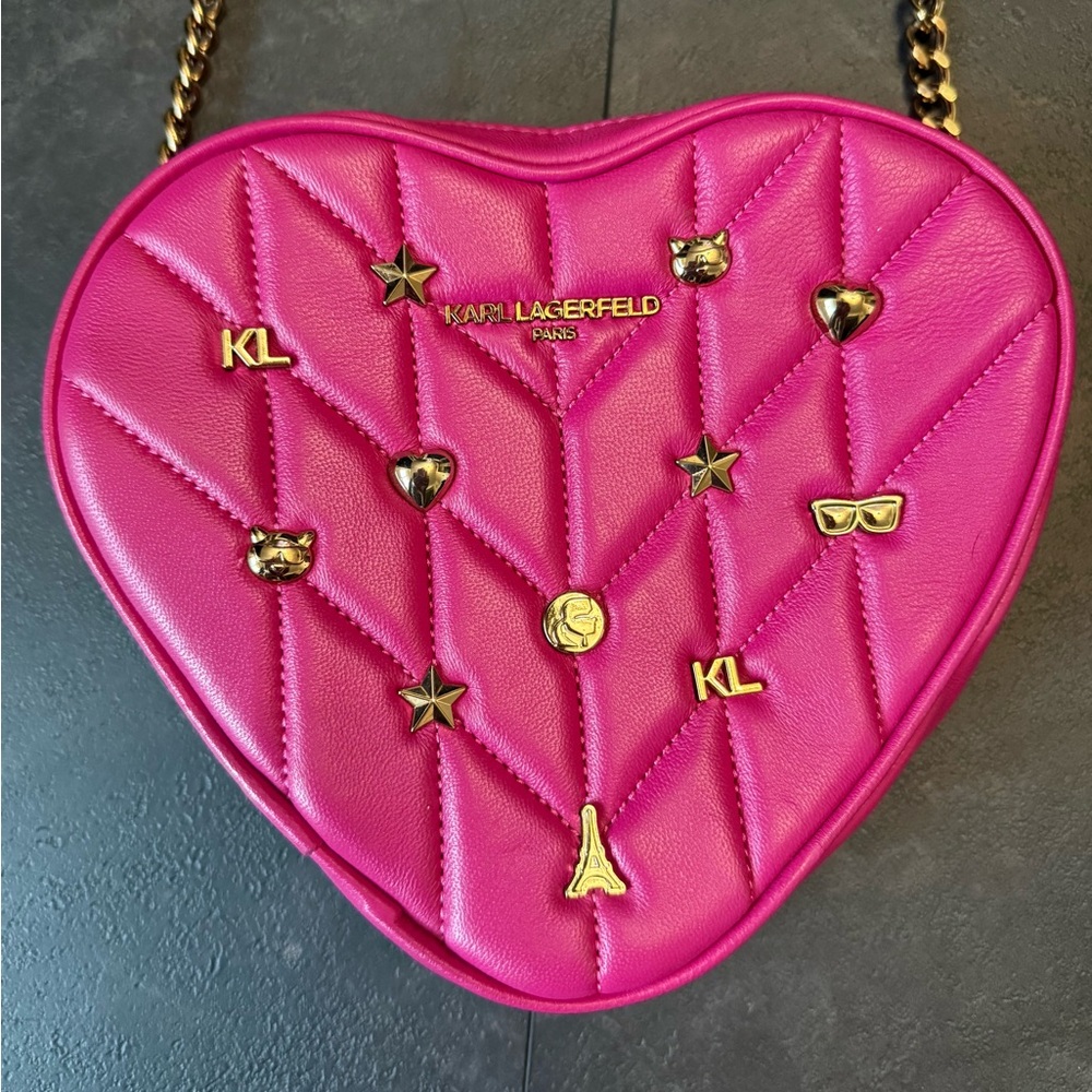 Never Used Karl Lagerfeld Pink and Gold Kosette Crossbody Bag - Picture 4 of 8